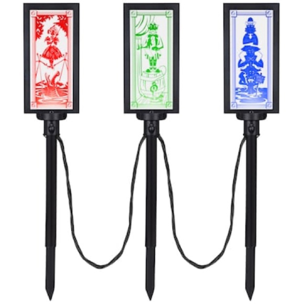 Disney Haunted Mansion Etched Ice Portraits Pathway LED Stakes Plug In NIB